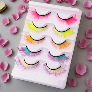 TEMU 5 쌍의 아름다운 눈썹 고양이 눈 눈썹 아름다운 여우 눈 눈썹 3D 모사 카시미어 자연스럽고 편안한 부드러운 하이틴, 크리스마스, 추수감사절 파티 축제 댄스 메이크업 도구