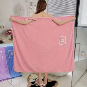 TEMU 1pc 화분 패턴 착용 가능한 랩 - 성인용 솔리드 컬러 로브, 포켓이 있는 빠른 건조 랩 - 긴 스파 랩, 스파 필수품, 사우나 스커트 랩 - 스파 액세서리