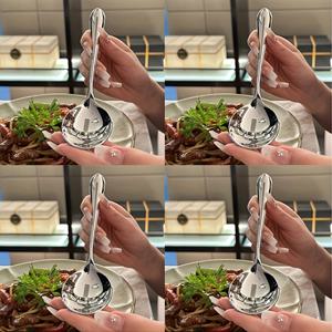 TEMU 4pcs 세트, 두꺼운 스테인리스 스틸 저녁 식사 숟가락, 우아한 연회용 수프 숟가락, 가족 모임, 뷔페, 만찬에 적합한 서빙 도구