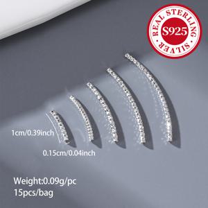 TEMU 15pcs S925 스테인레스 실버 커리 플라워 튜브 비즈, 팔찌, 발목, 목걸이용 DIY 별빛 매듭 - 보석제작 용품