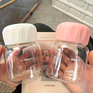 TEMU 미니 유리 6.76oz/3.38oz, 휴대용 우유 주전자, 다기능 홈 워터 컵, 크리스마스, 발렌타인데이, 새해, 생일 선물로 완벽함, 재사용 가능, 무무늬