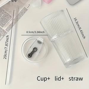 TEMU straw & lid - 18.6-20oz 다양한 음료용으로 적합한 커피, 차, 아이스 밀크, 라떼용 - 내구성, 재사용 가능, 고품질 음료 유리 - 일상적인 사용을 위한|텀블러