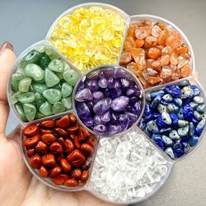 TEMU 700pcs 1 상자 7 차크라 자연 조각 불규칙한 자갈 자 수정 돌 구슬 보석 만들기 DIY 자기 디자인 팔찌 목걸이 귀걸이 공예 용품