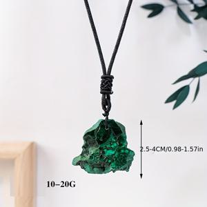 TEMU 1개 천연 말라카이트 원석 펜던트 - 핸드메이드 스웨터 체인 주얼리, 불규칙 슬라이스 크리스탈과 독특한 대리석 무늬, 발렌타인데이 선물, 엄마 아빠를 위한 가족용 액세서리, 캐주얼 & 포멀 착용 가능한 수제 목걸이