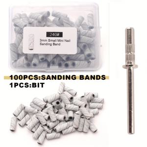 TEMU 100개 3.1mm 소형 미니 네일 아트 그라인딩 샌드 링 밴드 세트, 전기 그라인딩 머신 네일 그라인딩 헤드 네일 제거 샌드 밴드 네일 그라인딩 도구