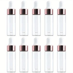 TEMU 10/20개 미니 드롭퍼 병 유리 빈 필수 오일 병 장미 금색 캡 파이펙스 병 1ml 2ml 3ml 5ml