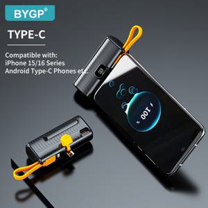 TEMU BYGP 5000Mah 미니 휴대용 충전기, 배터리 팩용 여행용 휴대폰 충전기, Iphone 15/16 시리즈 및 Samsung Android Type-C 휴대폰과 호환, 비상 전원 포켓 충전기, 휴대폰용 USB 백업 배터리 팩, 선물.