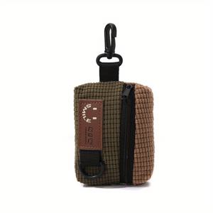 TEMU 1개 코듀로이 미니 레트로 컬러블록 지퍼 파우치, 캐주얼 스타일 경량 동전 지갑, 휴대용 다용도 이어폰 가방, 미니 지갑