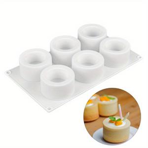 TEMU 1개, 6구멍 실리콘 케이크 몰드, 실리콘 무스 케이크 몰드, 라운드 컵케이크 머핀 컵 몰드, DIY 베이킹 도구 용품, 주방 액세서리
