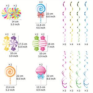 TEMU 48개 팩 종이 스트리머 - 롤리팝 장식, 스위트 샵 생일 파티 용품, 14세 이상 적합