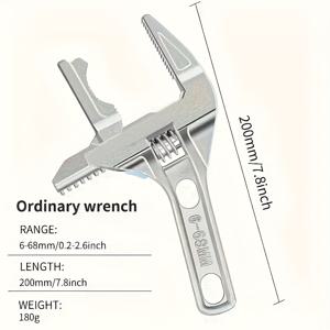 TEMU 1pc 조절 가능한 파이프 렌치, 스테인레스 스틸, 6-68mm, 다기능 짧은 손잡이, 배관 설치, 욕실, , 싱크용 스케일 포함|싱크대수전