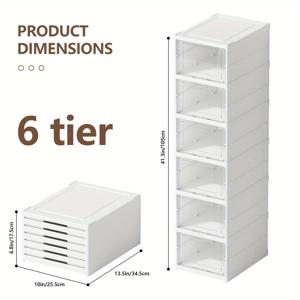 TEMU 3/6 층 접이식 신발 보관 상자 - 26cm 폭, 일체형 디자인, 투명, 먼지 방지, 빠른 조립, 가정, 침실, 또는 입구 정리에 이상적, 신발 보관 솔루션 | 현대 신발 랙 | 내구성 있는 플라스틱 선반, 신발 보관 정리기, 신발 보관 랙|신발정리대