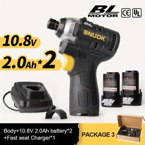 TEMU 스누옥 1/2개 2.0Ah 배터리 세트 10.8V 무브러시 전기 드라이버 3300RPM 토크 120N.m 무선 임팩트 스크류 드라이버 전문 목공 수리공 미니 휴대용 전동 공구 마키타 10.8V 배터리용