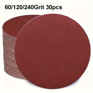 TEMU 150mm 6인치 후크 앤 루프 샌딩 디스크 60/80/80/120/240/320/400 사포, 샌딩, 드릴링, 그라인딩, 회전 도구, 액세서리, 목공, 목재 카트용