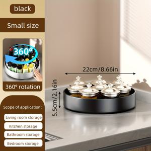 TEMU 360도 회전하는 턴테이블 수납함 - 다기능 금속 수납 선반 주방 양념, 조미료, 병 - 거실, 욕실, 침실을 위한 현대식 공간 절약형 수납함