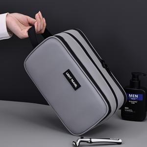 TEMU 남성용 대용량 3단 여행 세면도구 가방 1개, 지퍼 클로저가 있는 휴대용 화장품 정리함, 폴리에스터 바캉스 스타일, 세탁기 사용 가능, 상단 싱글 핸들 스트랩, 세면 도구 여행 가방