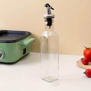 TEMU 1개 유리 리펄링 병 - 누수 방지, 올리브 오일, 식초 및 조미료용 미적 디자인 - 주방, 바비큐, 캠핑 및 소풍 모험에 완벽한 선택 - 내구성 있고 여행에 적합하며 공간 절약형