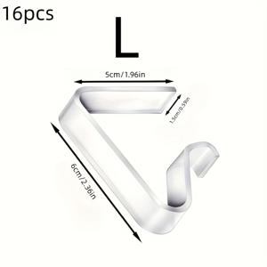 TEMU 16개 투명 플라스틱 테이블보 클립 - 실내외 사용에 적합한 내구성 있는 홀더, 가정, 결혼식, 파티, 피크닉에 이상적, 대형 및 소형 사이즈로 제공, 피크닉 필수품|다용도 테이블 홀더|안전한 그립 기능
