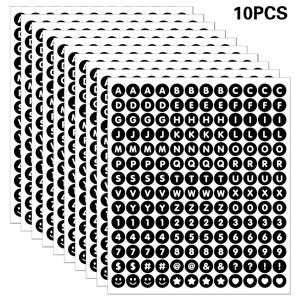 TEMU 10개의 작은 도트 문자 및 숫자 기호 스티커, DIY 카드, 아이템 라벨, 스크랩북 및 알파벳 스티커용 0.5인치 작은 도트 스티커|카드스티커