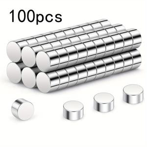 TEMU 100개 5x3mm 네오디뮴 원형 자석 - 백보드, 냉장고, 사무실 및 지도용 내구성 있는 금속 자석 - 정리된 작업 공간, 사무용품용 희귀 지구 자석 | 자석 | 내구성 있는 구조, 냉장고 자석|지도