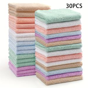 TEMU 30개 마이크로화이버 코랄 플리스 타월, 울트라 소프트 & 슈퍼 흡수력, 재사용 가능한 사각형 세면용수건, 혼합 색상 - 가정 및 욕실 청소에 이상적