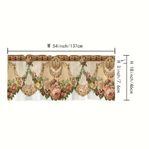 TEMU 1pc 글램 스타일 폴리에스터 짧은 커튼 발란스 - 식당, 주방 및 거실을 위한 미적 꽃 디자인을 갖춘 유니버설 장식용 걸이 발란스 - 깃털 없음, 전원 없음