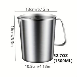 TEMU 304 스테인리스 스틸 측정 컵, 우유 거품기, 500/1000/1500/2000ML 용량 제공, 손잡이가 있는 스테인리스 스틸 측정 컵, 다기능 측정 컵, 눈금이 있는 커피 라떼 아트 우유 거품기, 베이킹 크림, 주방의 바리스타를 위한 필수 도구.