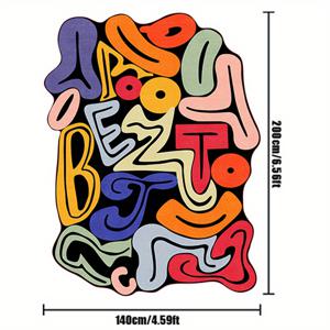 TEMU 8mm 두께의 부드러운 벨벳 컬러풀 레터 디자인 에어리어 매트 - 모양, 파란색, 녹색, 빨간색, 노란색 등 추상 패턴, 플러시 폴리에스터 혼방, 손세탁 전용 - 침실, 거실, 공부방 또는 옷장 장식에 완벽한 러그
