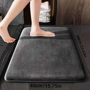 TEMU 1pc 고급 코랄 양털 욕실 매트 - 미끄럼 방지, 부드럽고 빠르게 건조되는 흡수성 니트 욕실 카펫 - 기하학적 패턴, 손세탁 전용, 폴리에스터 직사각형 욕실 액세서리