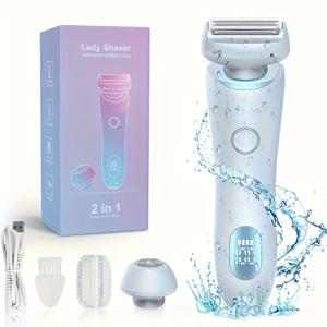 TEMU 2-in-1 여성용 전기 면도기 & 비키니 트리머 - 충전식 무선 LED 디스플레이, 습식 & 건식 사용, 스테인리스 스틸 블레이드, USB 충전, 800mAh 리튬 배터리 - 전신 제모에 이상적, 완벽한 휴일 선물, 습식 건식 면도기|스타일리시 그루밍 도구|충전식 면도기