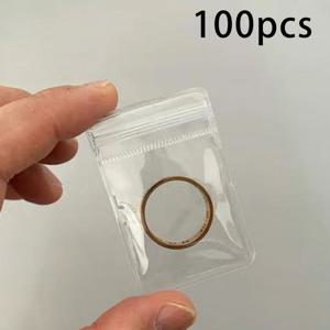 TEMU 100개 미니 투명 보석함, 귀걸이·목걸이·반지용 내구성 PVC 지퍼백, 액세서리 정리용 여행 파우치, 재사용 가능 & 엉킴 방지 디자인