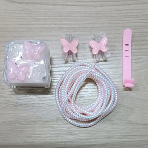 TEMU 아이폰 20W 충전기용 4개 세트 핑크 나비 충전기 보호 케이스, 기능적인 장식, 케이블 액세서리, 충전기 보호