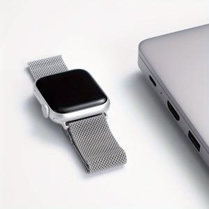 TEMU Apple Watch 스트랩에 적합한 와이드 밀라노 자석 시계 스트랩, 40mm, 38mm, 41mm, 42mm, 44mm, 45mm, 49mm, 스마트 워치 액세서리, Apple Watch 10 6 5 4 3 2 1 se UItra 시리즈 호환, 남녀 공용 메탈 팔찌, 패셔너블하고 클래식한 스타일