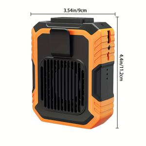 TEMU USB 충전식, 4000mAh 배터리, 4단 속도, 야외 및 가정용 착용형 목걸이 및 벨트 디자인의 3-in-1 휴대용 팬 - 끈과 벨트 포함|보조배터리