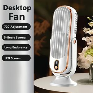 TEMU 2025년 업그레이드된 휴대용 USB 데스크 팬 - 대형 배터리, 5단계 속도 조절, 고성능 바람, 초장기 배터리 수명, 사무실, 여행, 캠핑, RV 및 야외 사용에 적합, 여행 필수품 | 현대적인 미적 감각 | 내구성 있는 디자인|캠핑선풍기|에어컨선풍기