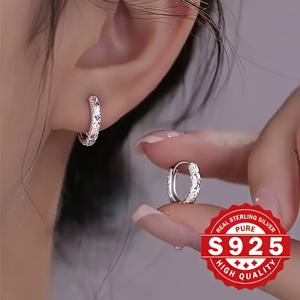 TEMU 925 스테인리스 스틸 귀걸이 - 2.1g, 빈티지 스타일, 알러지 방지, 일상 착용 및 선물, 크리스마스 시즌에 완벽한, 일상 귀걸이|빈티지 귀걸이|스테인리스 스틸 귀걸이