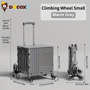 TEMU DOCOXO 휴대용 접이식 롤링 보관 카트 뚜껑 포함 - 가벼운 무게, 조절 가능한 텔레스코픽 핸들, 고품질 금속 디자인, 베이지색, 가정, 사무실, 캠핑 및 야외 활동에 적합, 침대 밑 수납