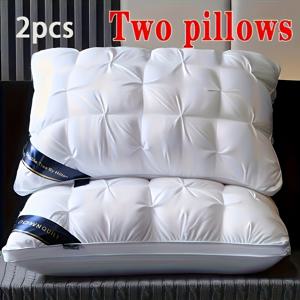 TEMU 2pcs 고급 5성급 호텔 품질 베개, 19X29 인치 - 깊은 수면 목 지원, 모든 계절 비슬럼핑 고급 베개 코어, 하이포알러제닉 폴리에스테르 커버, 기계 세척 가능, 현대적인 베개 디자인 | 부드러운 텍스처 표면, 수면 베개