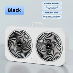 TEMU 벽걸이 및 독립형 디자인의 360° 회전 블레이드가 있는 듀얼 헤드 USB 팬, 충전식 18650 배터리, 조용한 작동, 강력한 바람력, 사무실, 침실, 야외 캠핑을 위한 오래 지속되는 냉각, 충전식 선풍기|벽걸이선풍기|캠핑선풍기