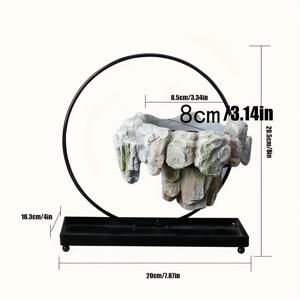 TEMU 우아한 메탈 분재 화분 - 독립기념일을 위한 아트 데코 스타일 그레이 야외 정원 장식, 나비 액센트와 돌&이끼 디자인, 파티오용 (식물 미포함) | 인더스트리얼 룩 | 랜덤 색상, 정원 장식