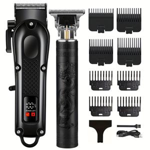 TEMU 남성용 2-in-1 전기 면도기 및 헤어 클리퍼, USB 충전, 수염 트리머, 8 제한 커브, T-블레이드 디자인, ABS 바디, 일상적인 관리 및 선물에 이상적