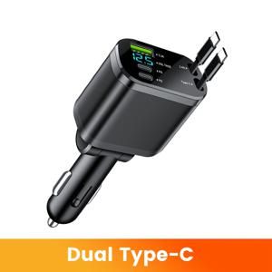 TEMU 150W M4 접이식 듀얼 스트레치 케이블 자동차 충전기 LED 디스플레이, USB-C PD 빠른 충전, Android 폰용 멀티 포트 USB 충전, 차량용 여행 어댑터, 자동차 충전기