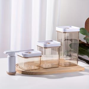 TEMU 진공 밀폐 용기 (펌프 포함) | 15.22-43.96oz 방수 뚜껑 식품 보관용 투명 플라스틱 통 | 주방, 커피 저장용 | 누수 방지 & 공간 절약형|커피|트라이탄밀폐용기