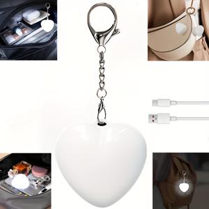 TEMU 1pc USB 충전식 터치 제어 LED 가방 조명 - 하트 모양 디자인, 밝은 비키 라이트 백팩, 핸드백, 지갑, 애완 동물 목걸이 및 독서용 - 내구성 있는 플라스틱, 70mA 폴리머 배터리, 이상적인 휴일 선물, 애완 동물 목걸이 조명 | 현대 액세서리 | 내구성 있는 플라스틱 조명
