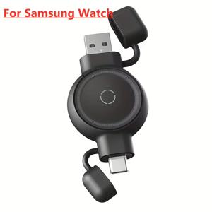 TEMU 2-in-1 자석 무선 시계 충전기 스탠드 USB 및 Type-C PD 입력으로 삼성 갤럭시 시계 시리즈 7 6 5 S4 3 2 1 프로 클래식 액티브 1 2 울트라 FE - 휴대용, 고속 충전, 컴팩트 디자인, 여행에 적합, USB 충전 도크, 스마트워치 충전기