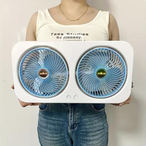 TEMU 편리한 듀얼 헤드 데스크탑 팬, 벽걸이형 팬, 가정용 가벼운 소음 팬, USB 충전, 3단 속도 조절, 대용량 리튬 배터리, 거실/사무실/기숙사/캠핑에 적합|벽걸이선풍기