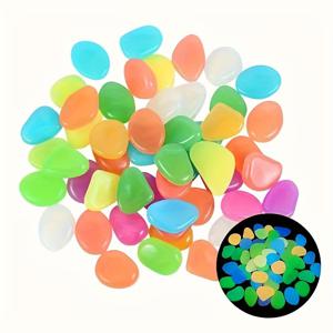 TEMU 1001개 야광 자갈 - 멀티컬러 수조, 정원 및 실외 장식용 UV 발광 돌, 야간 경로 조명 & 분위기 연출을 위한 빛나는 석재, 루미너스 어쿠어리엄 장식용 유광 소재