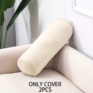 TEMU 2PC 클래식 벨벳 원형 베개커버, 17*45cm 부드러운 소재, 인체공학적 목 지지대, 솔리드 컬러 미니멀 디자인, 소파 및 침실 장식용 (내부 쿠션 별도)