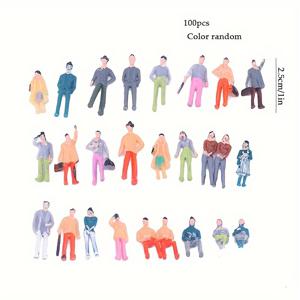 TEMU 100개 - 1:75 스케일 플라스틱 인형 - 앉은 상태와 서있는, 모델 기차 배치 향상.