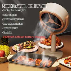 TEMU 1 Smoke-Away 정화 팬, 2400mAh 충전식 배터리, 강력한 흡입력, 조절 가능한 기어, 저음 소음 감소, 세척 가능한 컴팩트 데스크탑 범용 후드 - 2개의 필터 포함, 작은 주방 및 야외 요리, 야외 요리 필수품 | 현대 주방 액세서리 | 세척 가능한 범용 후드|서큘레이터선풍기